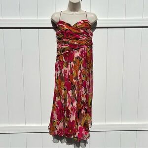 Anne Klein Silk Floral Wedding Guest Cocktail Party Dress | Size 14 Retail $179
